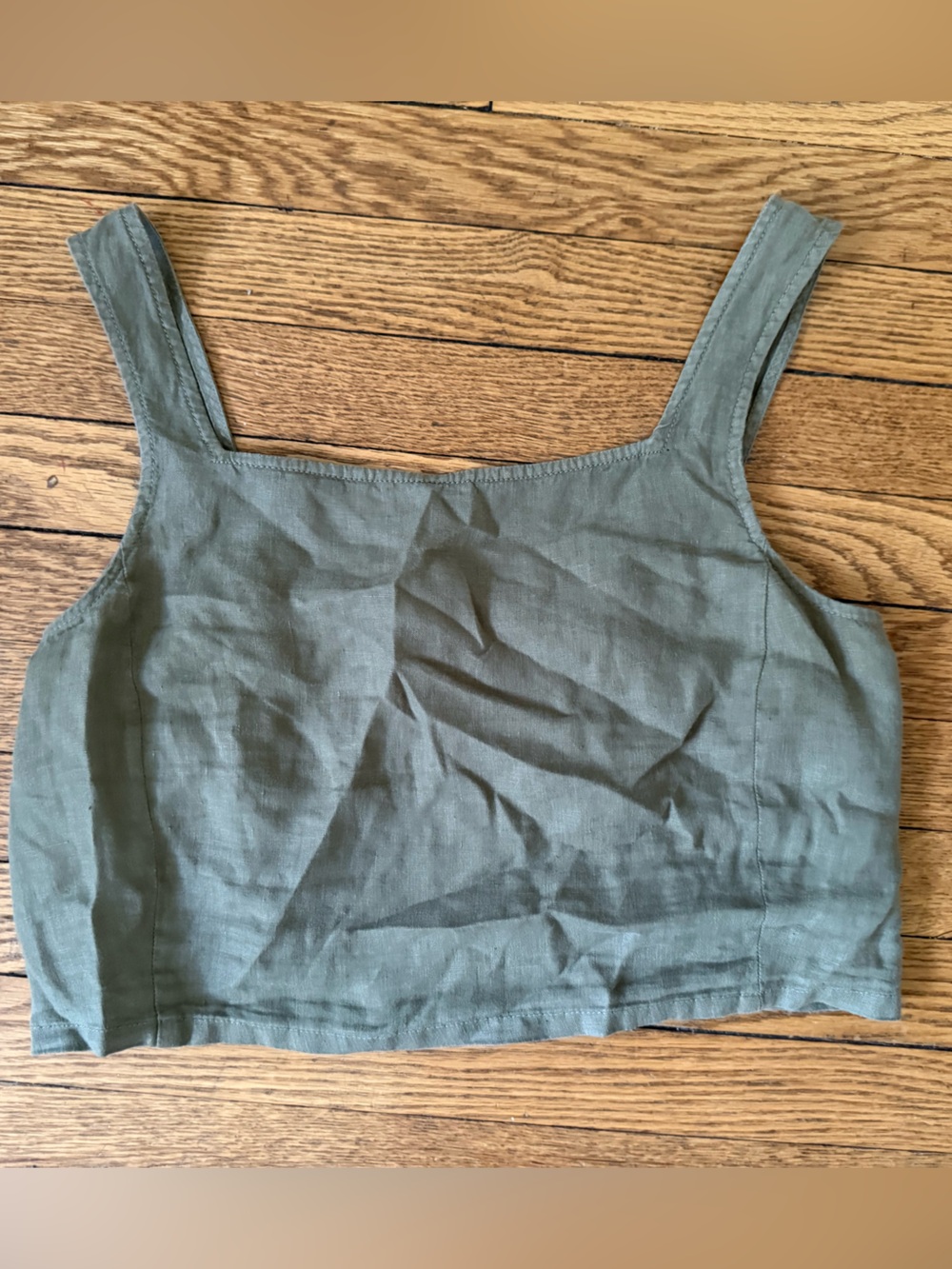 Lou & Grey Olive Green Linen Crop Tank - Size Medium